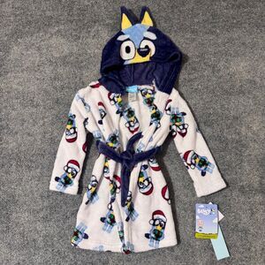BLUEY Kids Toddler 2T/3T Bath Swim Robe With Hood Pajama Tie Front NWT Christmas